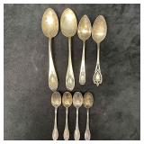 Sterling Silverware Spoon Set Eight Spoons 925