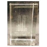 Glass Paperweight Etching Of The World Trade Cente