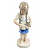 Royal Copenhagen Porcelain Girl With Kitten Figur