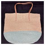 Merona Woven Straw Tote Bag with Leather Handles