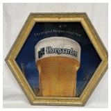 Hoegaarden Belgian Beer Hexagon Mirror Wood Frame