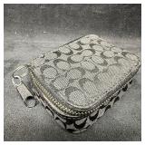 Coach Signature Monogram Zip Coin Purse Keychain W