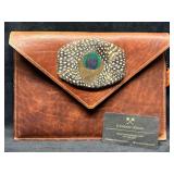1980s Brown Leather Clutch or Crossbody with Peaco