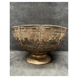 Intricate Repousse Etched Style Silver Plate Pedes