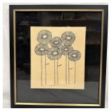 Framed Minimalist Floral Line Art Drawing Print