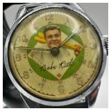 Babe Ruth Baseball Themed Swiss Wristwatch Vintage