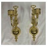 Pair Of Vintage Single Arm Solid Brass Wall Sconce