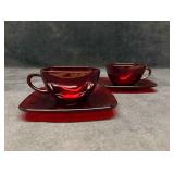 Set of Two Vintage Fire King Charm Teacups and Sau