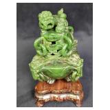 Vintage Jade Foo Dog Incense Burner