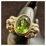 Peridot Sterling Silver and 18K Gold Caviar by Lag
