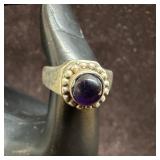 Purple Amethyst Single Stone Sterling Fine Ring