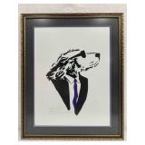 Lonely Dog Purple Tie Black Suit Jacket Giclee Fra
