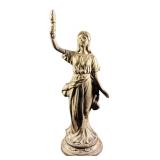 Vintage Wrought Iron Woman With Torch Figurine
