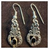 Black Onyx Sterling Drop Dangle Earrings Z90