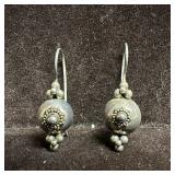 925 BA Ethnic Sterling Silver Granulated Bead Earr