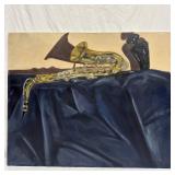 Original Oil Painting Still Life With Saxophone At