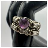 Amethyst with Round and Baguette Cut Accent Diamon