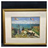 Framed Claude Monet Garden At Sainte Adresse Art P