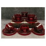 Set of 6 Vintage Anchor Hocking Red Ruby Glass Tea