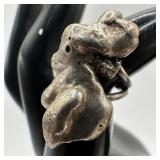 Forged Modern Brutalist Style Silver Cocktail Ring