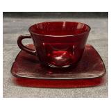Vintage Anchor Hocking Royal Ruby Glass Teacup and