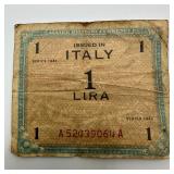 1943 1 Lira Allied Military Currency Banknote