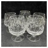 Group of Five Cut Crystal Brandy Snifter Glasses