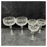 Group Of Five Cut Crystal Champagne Coupe Glasses