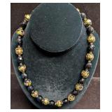 Vintage Italian Murano Black And Gold Art Glass Be