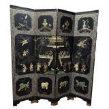72' Tall 4-Panel Vintage Oriental Lacquer Screen