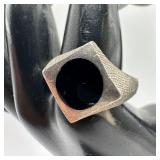 Circular Black Onyx Signet 925 Silver Ring