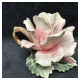 Capodimonte Style Porcelain Flower Teacup Sculptur