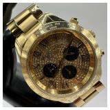 Michael Kors Gold Tone Chronograph Watch Pave Dial
