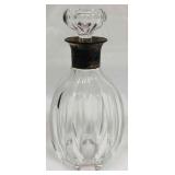 Vintage Crystal Decanter Sterling Silver Rim Engra