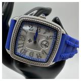 Judith Ripka Stainless Steel Watch Blue Strap Moth