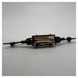 Smoky Quartz and Marcasite Silver 800 Bar Brooch P