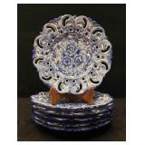 6pc Vintage Blue and White Vestal Alcobaca Portuga