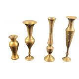 Four Vintage Brass Bud Vases