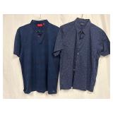 2PC Hugo Boss and Theory Casual Navy Blue Mens Shi