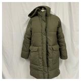 Everlane ReNew Olive Hooded Long Puffer Coat Size