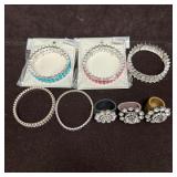 Costume Jewelry Bracelet And Ring Lot Rhinestone S
