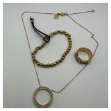 Michael Kors Gold Tone Jewelry Lot Necklace Bracel