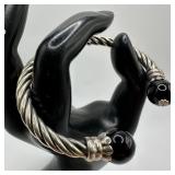 Italy 925 Sterling Silver Twisted Cable Onyx Ball