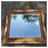 Rectangular Ornate Beveled Wall Mirror Crackle Fin