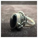 Black Onyx Trinket Pill Box Sterling Silver Poison