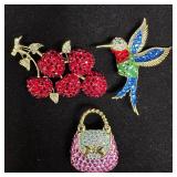 Collection of Three Suzanne Bjontegard Rhinestone