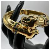 Joan Rivers Panther Head Hinged Bangle Bracelet Go