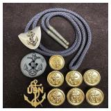 US Navy Uniform Accessories Group with Bolo Lanyar