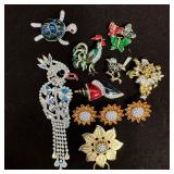 Flower Animal Seashell Figural Brooch Collection E
