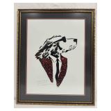 Lonely Dog Red Motif Design Black Suit Jacket and